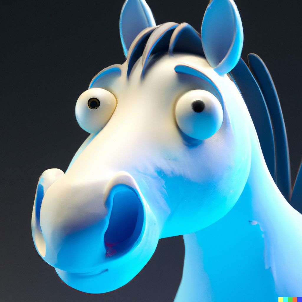 a horse, close-up, very cute, emoji, multicolored, Unreal Engine 3D render, trending on ArtStation, realistic materials